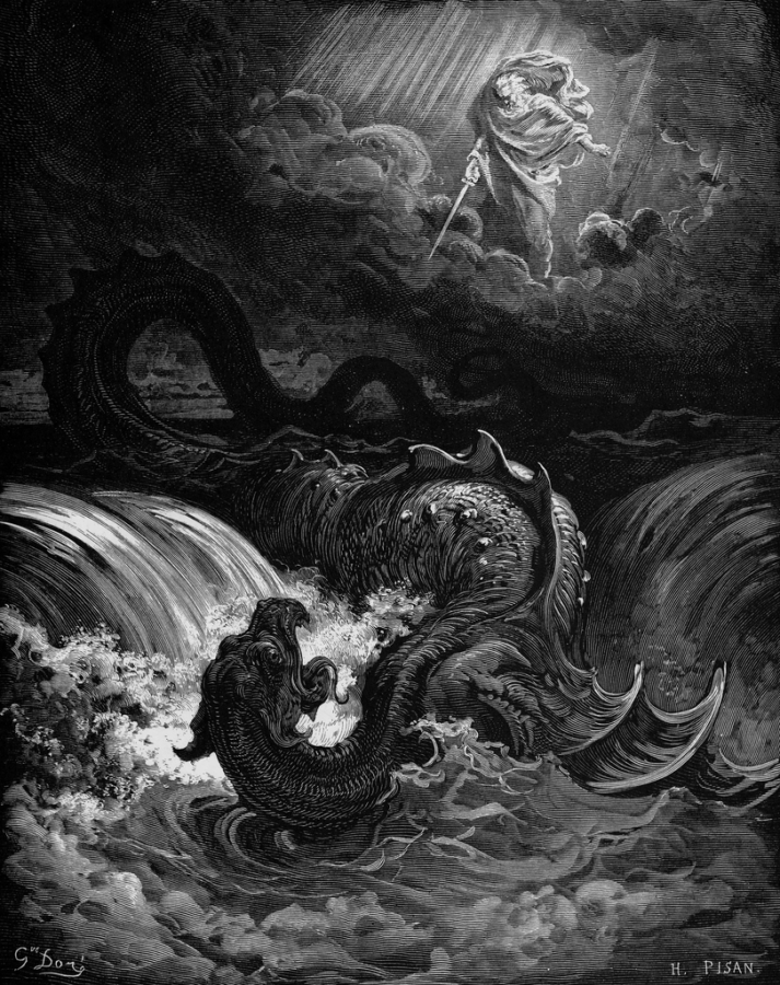 Destruction of Leviathan 1865 engraving by Gustave Doré